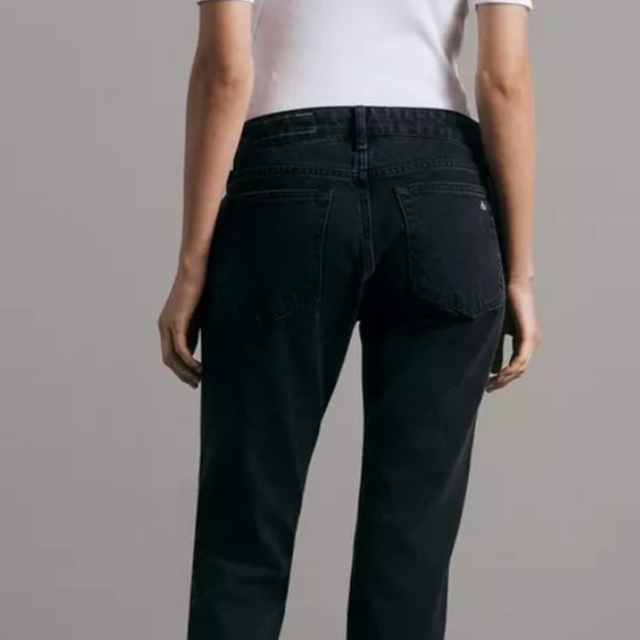 Rag & Bone Dre Low-rise Boyfriend Jeans in Highland Black (Size 27) - Picture 2 of 4